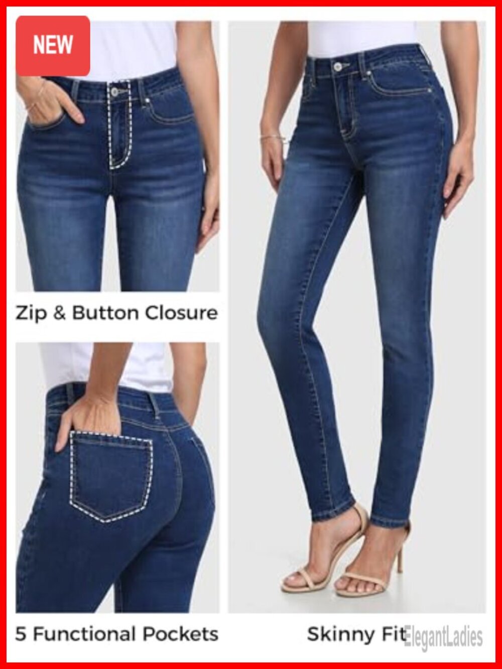 Tall Women's Skinny Jeans Mid-Rise Stretchy Slim Fit 32 to 36 Inseam - Picture 5 of 7